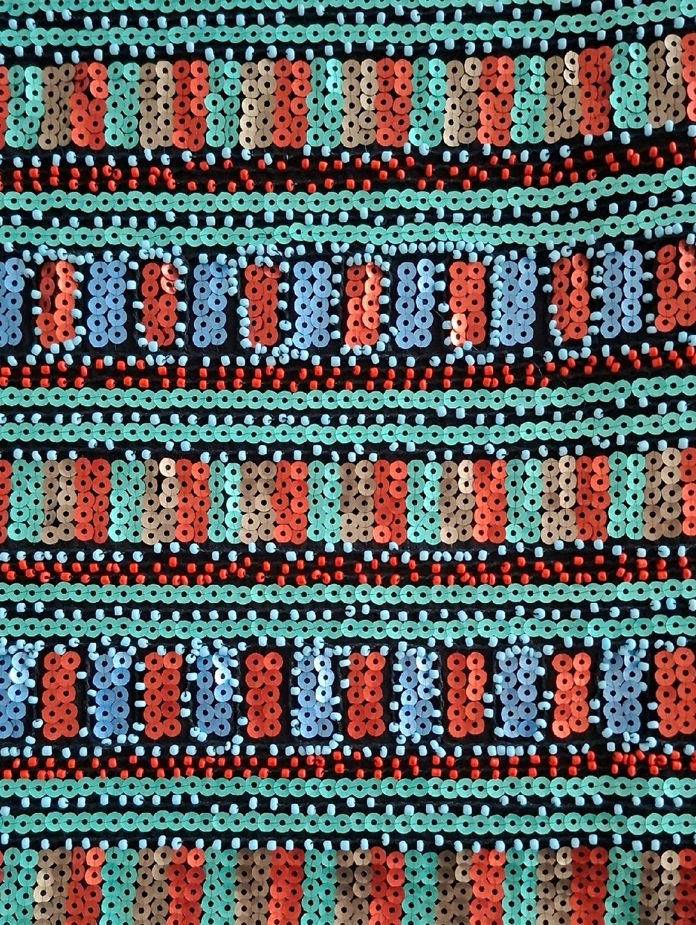 Endless Rose Black, Orange & Turquoise Beaded/Sequined Mini Skirt (Size M) - Picture 2 of 7